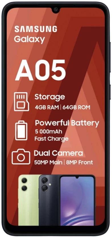 Samsung Galaxy A05 (Black, 64 GB) (4 GB RAM)