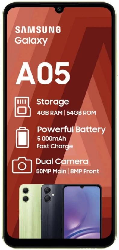 Samsung Galaxy A05 (Light Green, 64 GB) (4 GB RAM)