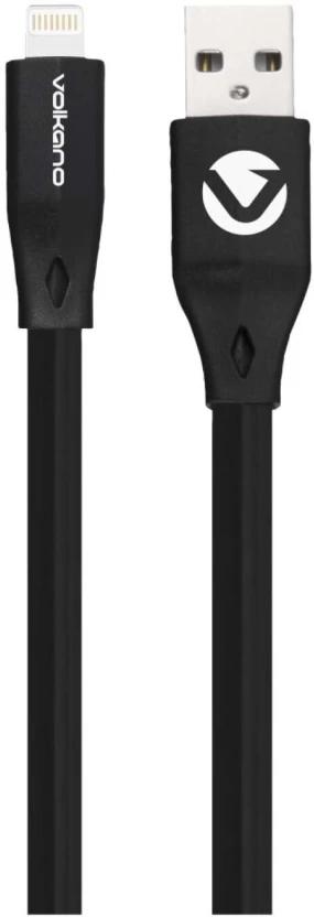 Volkano USB Type A To USB Type C 1.2 m Slim Lightning Cable (Compatible with Mobile, Tablet, Trimmer, Wired Bluetooth Earphones, Wireless Earphones, Black, One Cable)