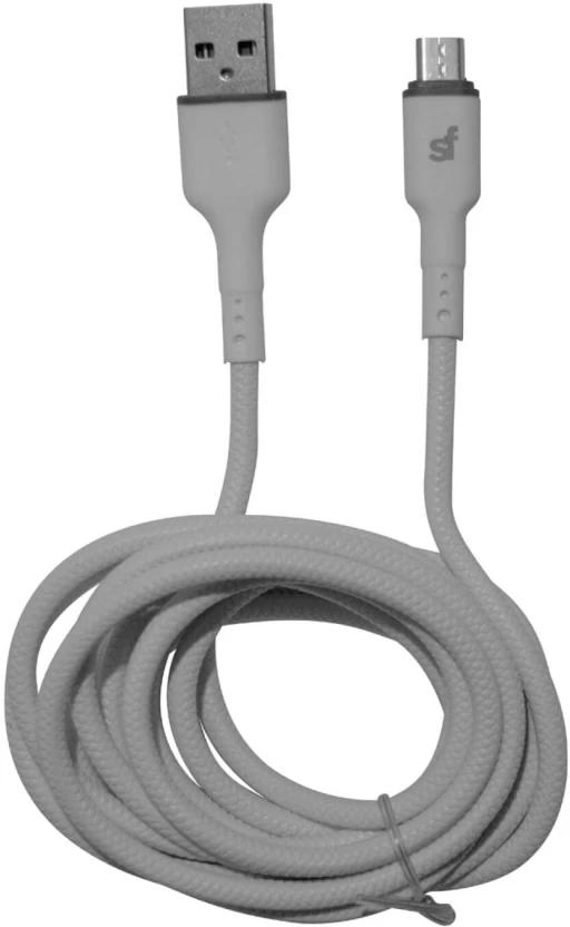 Superfly USB Type A To USB Type C 2 m 2.4A Micro USB Cable (Compatible with Mobile, Tablet, Power Bank, White, One Cable)