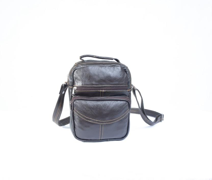 Lebocode Genuine Leather Men's Messenger Bag - Dark Brown Messenger Bag (Brown, 2 L)