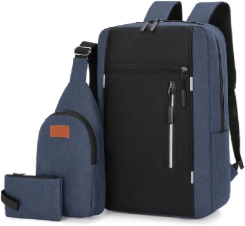 SM Oxford Fabric Waterproof 3 Piece Backpack Waterproof Backpack (Blue, Black, 20 L)