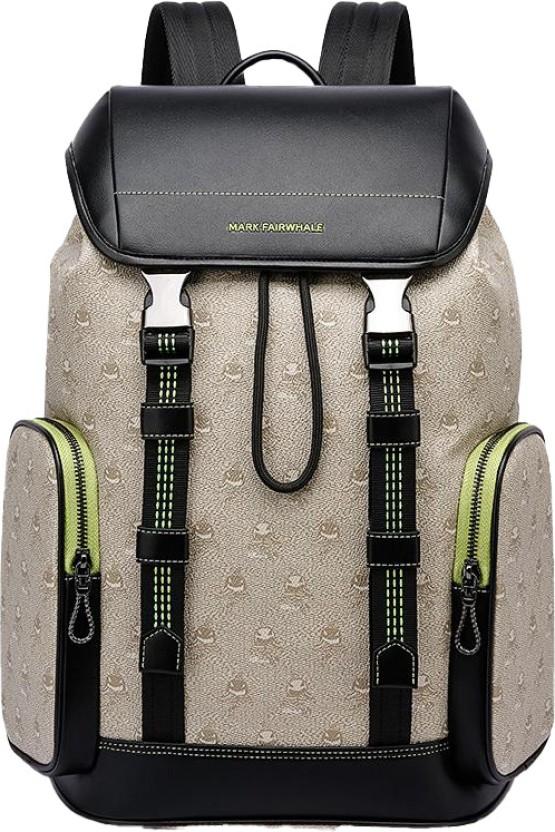 Mark Fairwhale Men's Business Travel Laptop Backpack with Luggage Strap Laptop Backpack (Beige)