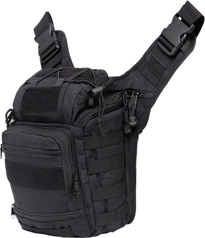 ALANES Multi-functional Tactical Messenger Bag - Black Waterproof Messenger Bag (Black, 2 L)