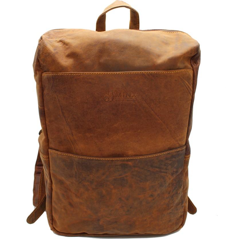 Minx Bora Genuine Leather Laptop Backpack Laptop Backpack (Brown)