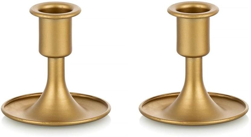 CART IN MART 2 Pack Candle Holder Taper Candlestick Stand Centerpiece Table Decoration - Gold (Gold, Pack of 2)