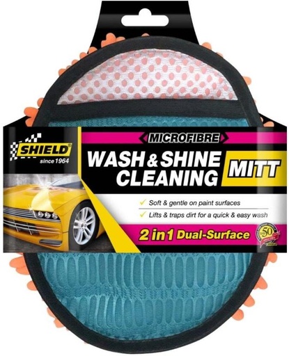 [VWCH227GGNSVZMNT] Shield Microfibre Wash & Shine Cleaning Mitt Microfiber Vehicle Washing  Washing Mitt Hand Glove (Pack Of 1)