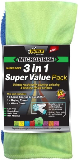 [VWCH227GRZBP89ET] Shield Microfibre Super Microfiber Vehicle Washing  Cloth (Pack Of 1, 340 GSM)
