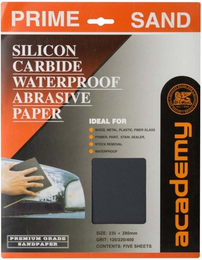 [SDRH27W8BVRGUKVV] Academy Assorted Water Paper Aluminium Oxide Sandpaper (120/220/400 Pack of 1)