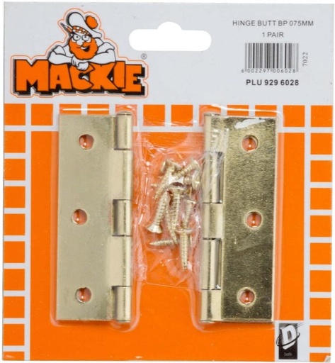 [HNGH2FUZ3ZGCQ2TE] Mackie PLU929 6028 Butt/Mortise Hinge (Gold Pack of 1)