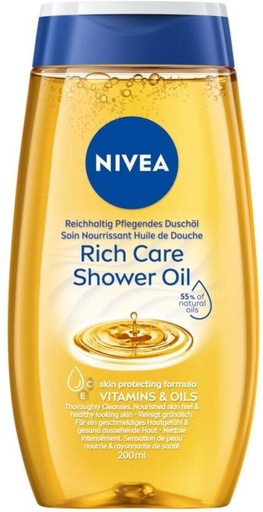 [SOAH2BQ89ADWSYFV] Nivea Rich Care Shower Oil Body Wash (200 ml)