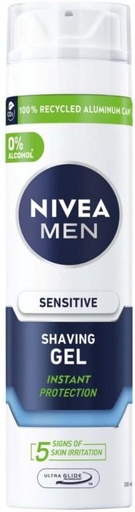 [SGGH2222NGEPXZCN] Nivea Sensitive Shaving Gel Bottle for  Men (200 ml, Pack of 6)