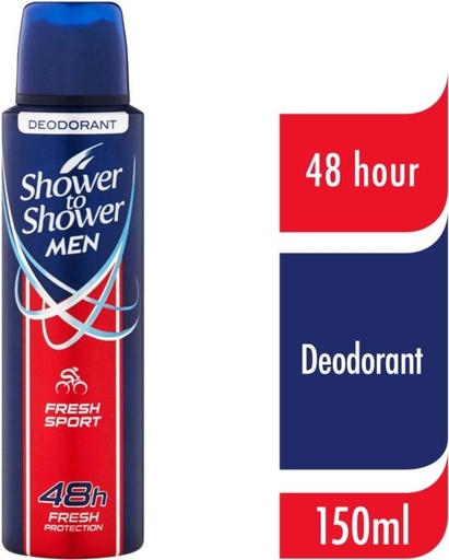 [DEOHFRWAHXEEURTG] Shower To Shower Fresh Sport Deodorant Spray  -  For Men (150 ml)