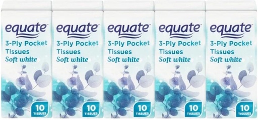 [FTEH9H6JDWXH5SGS] Equate 3 Ply Pocket Facial Dry Tissue (Pack of 100)