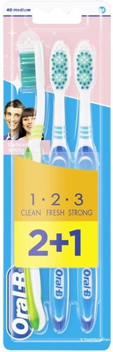 [TBUH4ZRUVXHJZYSP] ORAL-B 123 Delicate White, 40 Medium Medium Toothbrush