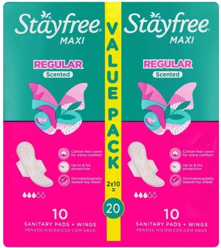[SPPHFQYCWKXK5YMS] Stayfree Maxi Thick Pads | Scented Regular Wings Sanitary Pad (Pack of 20)