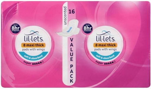 [SPPHFQYC8ZJKVVEJ] Lil-Lets Maxi Thick Pads Super Unscented Sanitary Pad (Pack of 16)
