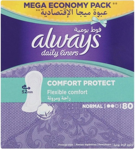 [SPPHB2FZJS4YVERG] Always Panty Liners Nrm Unscented Pantyliner (Pack of 80)