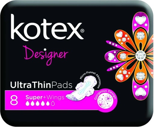 [SPPHFQYCTWJGVHRM] Kotex Designer Ultrathin Pads Super Sanitary Pad (Pack of 8)
