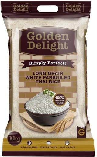 [RICH4V4WRCG6YKAP] Golden Delight  Thai Long Grain Rice (Long Grain, Parboiled) (10 kg)
