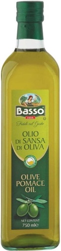 [EDOH7RPKHA9KYF5K] Basso Pomace Olive Oil Glass Bottle (750 ml)