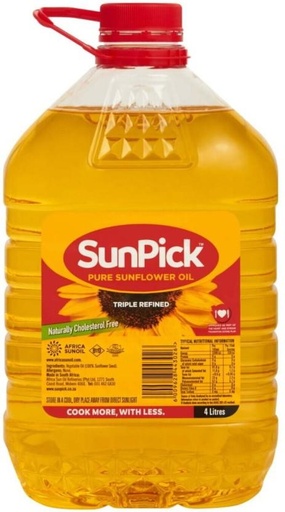 [EDOHFZTS7MXBXHKJ] Sunpick Triple Refined Sunflower Oil Plastic Bottle (4 L)