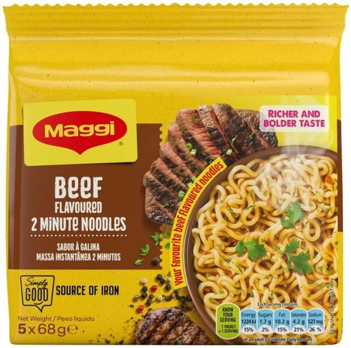 [NOOH2FVT3SAPBWE9] Maggi Beef Flavoured 2 Minutes Noodle Instant Noodles Non-vegetarian (12 x 68 g)