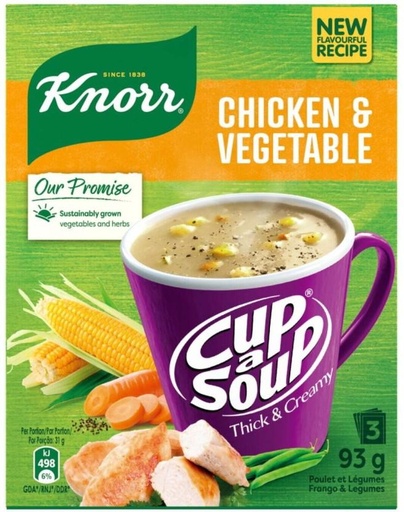 [SOUHFTCDTMCPPBXJ] Knorr Chicken & Vegetable Cup A Soup (Pack of 4, 93 g)