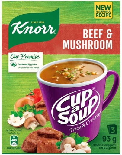 [SOUHFTCDRAQGPPK9] Knorr Beef & Mushroom Cup A Soup (Pack of 10, 93 g)