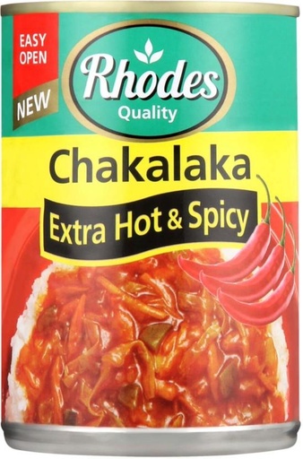 [CFDHFRS7Z4MC5P7A] Rhodes Chakalaka Extra Hot and Spicy Vegetables (400 g, Pack of 12)