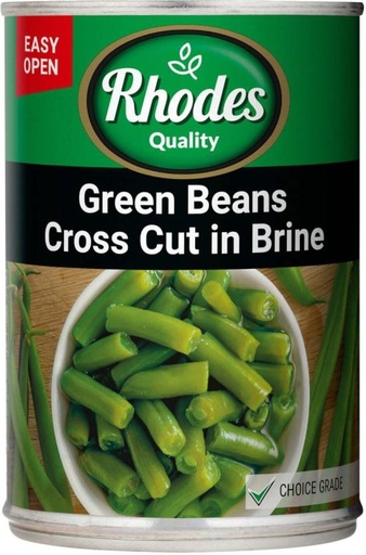 [CFDHFRS7DCZVHEVF] Rhodes Green Beans Cross Cut in Brine Vegetables (410 g, Pack of 12)