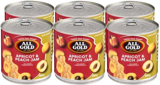 [JSDHFRXYAGPYRZZU] All Gold Apricot And Peach Jam 900 g (Pack of 6)