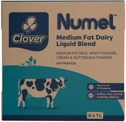 [MLKHFXJTBRDRZZW9] Clover Numel Full Cream Dairy Liquid Blend, Plain Flavour (6 x 1 L)