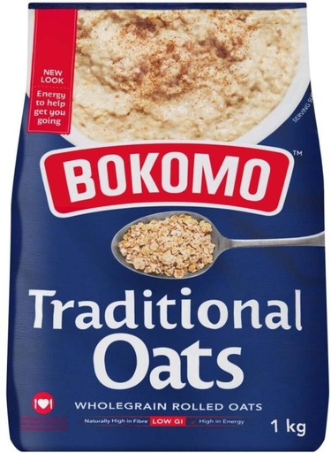 [CFEHFRAHP6V6Q2RX] Bokomo Whole Grain Rolled Oats Pouch (1 kg)