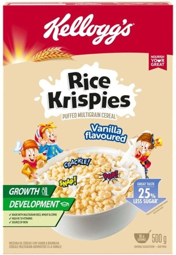 [CFEH7RG6KGZZYRD9] Kellogg's Rice Krispies Puffed Multigrain Cereal Vanilla Box (500 g)