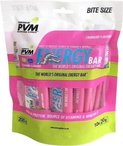 [CFEH26UVSU7ZFWCV] Pvm Bite Size Strawberry Flavoured Energy Bar Pouch (10 x 20 g)