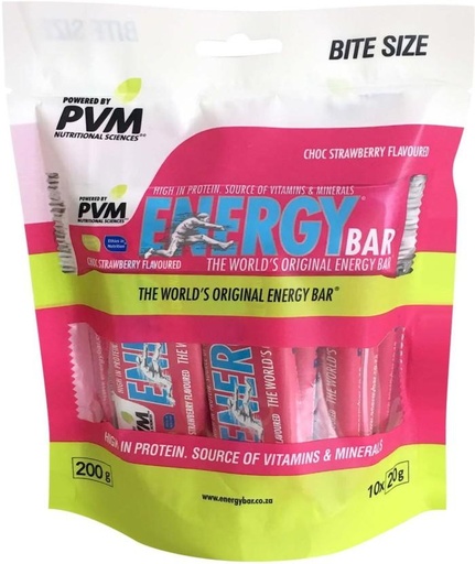 [CFEH4RPTHHJGBRWR] Pvm Bite Size Choc Strawberry Flavoured Energy Bar Pouch (10 x 20 g)