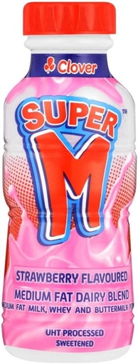 [MLKHFXJTPGZHJQGG] Clover Super M Flavoured Medium Fat Dairy Blend, Strawberry Flavour (300 ml)