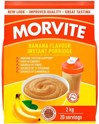 [CFEH26UKBPG85F6F] Morvite Instant Porridge Banana Flavour Pouch (5 x 2 kg)