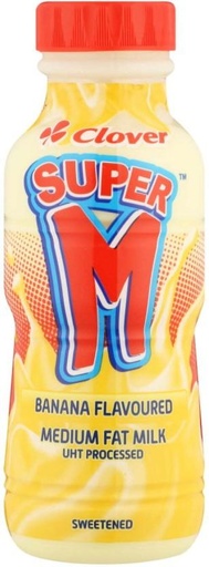 [MLKHFXJTYFMWHDQQ] Clover Super M Flavoured Medium Fat Milk, Banana Flavour (300 ml)