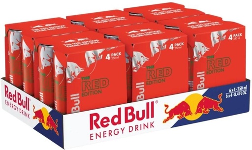 [ESMH26TWCZWSBHEE] Red Bull The Red Edition Watermelon Flavour Energy Drink (Watermelon Flavoured, 4 x 250 ml)