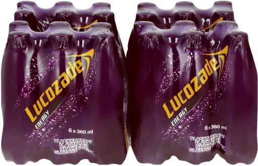 [ESMH26TWVYFXANPM] Lucozade Blackcurrant Flavoured Sparkling Glucose Energy Drink (Blackcurrant Flavoured, 6 x 360 ml)