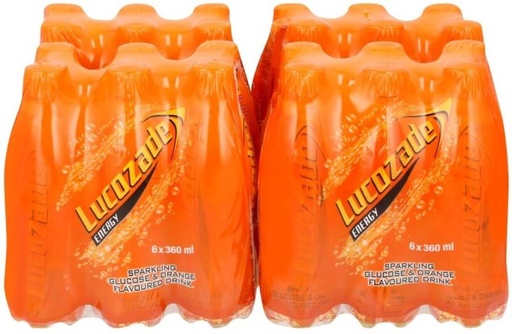 [ESMH26TWTD9T32RW] Lucozade Sparkling Glucose and Orange Flavoured Energy Drink (Orange Flavoured, 6 x 360 ml)