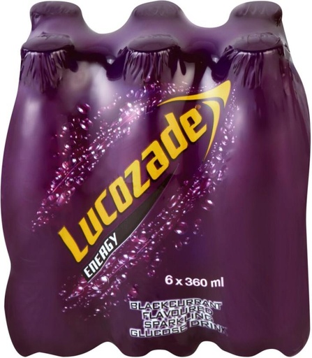 [ESMH26TWCXRH32KS] Lucozade Blackcurrant Flavoured Sparkling Glucose Energy Drink (Blackcurrant Flavoured, 24 x 360 ml)