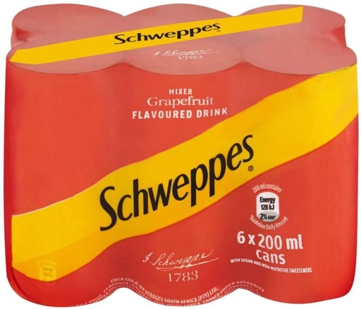 [ADKH4QPZBNB7ZAJN] Schweppes Grapefruite Flavoured Drink (6 x 200 ml)