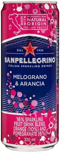 [ADKHYRH8MAMZRKVG] San Pellegrino Melograno & Arancia - Sparkling Fruit Drink Blend (24 x 330 ml)