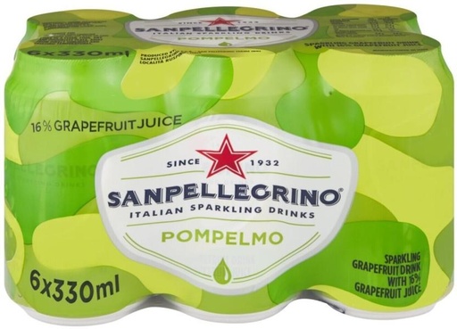 [ADKH4QPZ4CK4M6ZB] San Pellegrino Pompelmo Sparkling GrapeFruit Drink (6 x 330 ml)