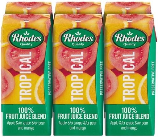 [DKJH26TUU33ZEW6W] Rhodes Tropical 100% Fruit Juice Blend (6 x 200 ml)