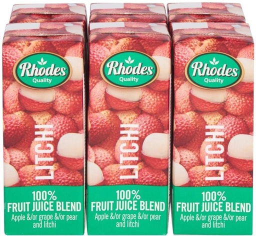 [DKJH26TUC2YNVUMF] Rhodes Litchi 100% Fruit Juice Blend (6 x 200 ml)