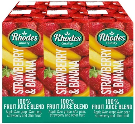 [DKJH26TJS4RRHHUJ] Rhodes Strawberry & Banana 100% Fruit Juice Blend (24 x 200 ml)